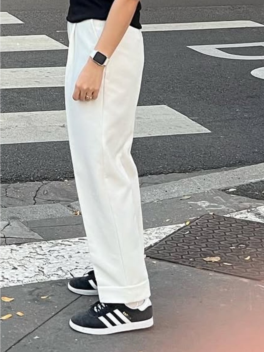Zara Wide-Leg High-Rise Pants in White
